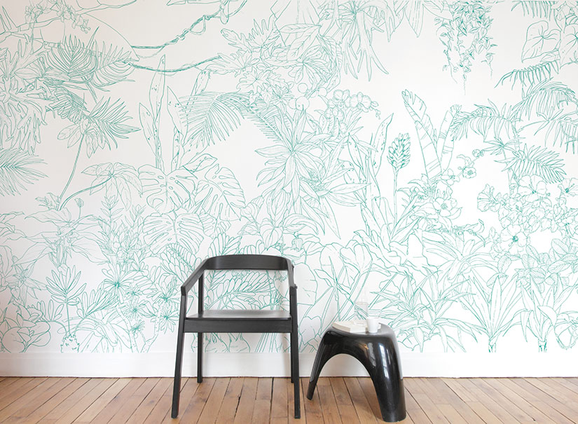 Papier peint Jungle Tropical Vert Turquoise Panoramique